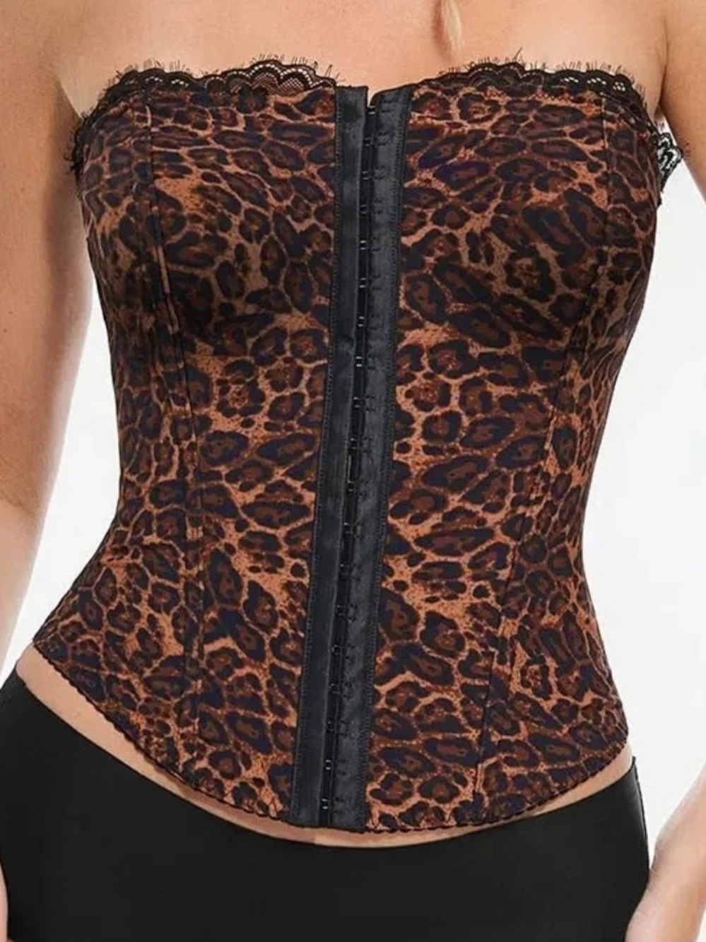 Popilush Leopard Print Strapless Corset Top Large NWT